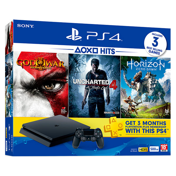 Sony PlayStation 4 Slim 500 GB Bundle with God Of War Uncharted 4 Horizon - TRYAKSH STORE - Tryaksh.lk | Online Shopping in Sri lanka | Buy PlayStation 5 | PS5, PS4 & Xbox X in Sri Lanka
