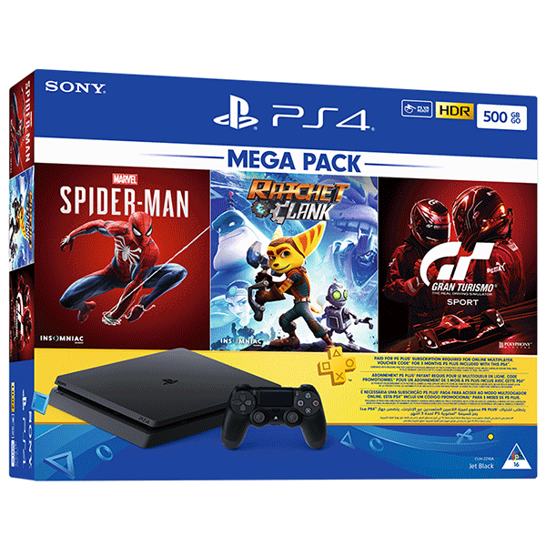 Sony Playstation 4 Slim(CUH-2215B) 1TB Core with Starter Pack Bundle-(Jet  Black)